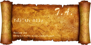 Tóth Aliz névjegykártya